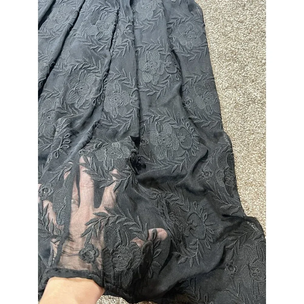 Piper & Scoot Women Ellie Dress Black Small Size Short Sleeves Lace Embroidery - Picture 9 of 13